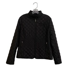 Quilted Black Jacket with Stand Collar - Women